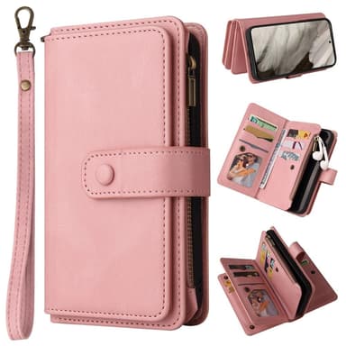 SKALO Google Pixel 8 Big Wallet 17-FACK Plånboksfodral - Rosa