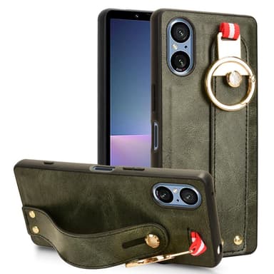 SKALO Sony Xperia 5 V PU-Läder Skal med Handrem - Grön