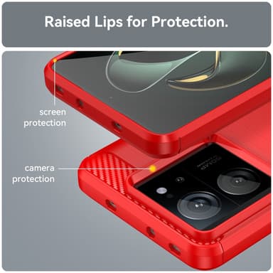 SKALO Xiaomi 13T/13T Pro Armor Carbon Stöttåligt TPU-skal - Röd