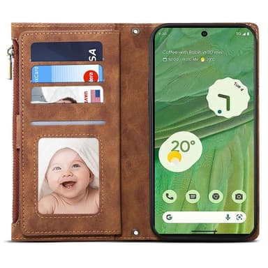 SKALO Google Pixel 8 Pro ESEBLE Big Wallet Plånboksfodral - Brun