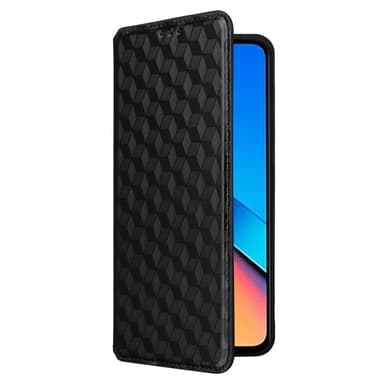SKALO Xiaomi Redmi 12 4G/5G Romb Litchi Plånbok - Svart
