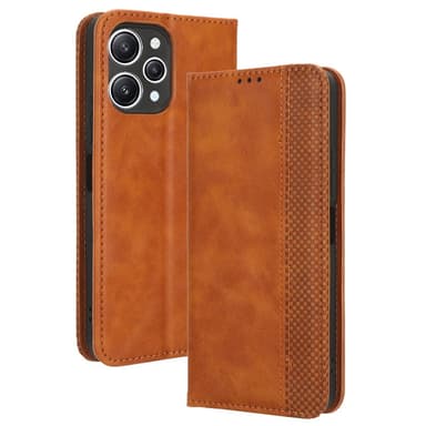 SKALO Xiaomi Redmi 12 4G/5G Embossed Premium Plånboksfodral - Brun
