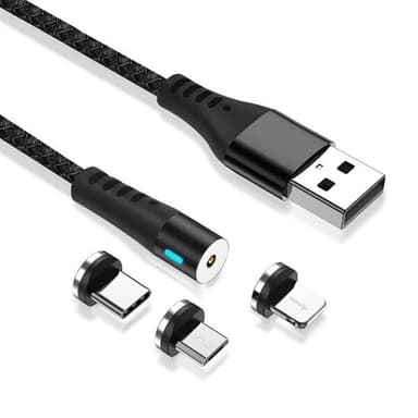 Magnetisk laddadapter till iPhone + USB-C + microUSB - 2A