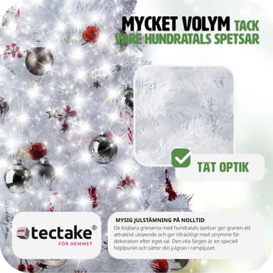 tectake Julgran konstgjord med metallstativ, vit - 150 cm