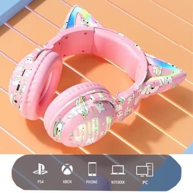 Kattöron Bluetooth Headset Mikrofon Trådlösa hörlurar - Blå