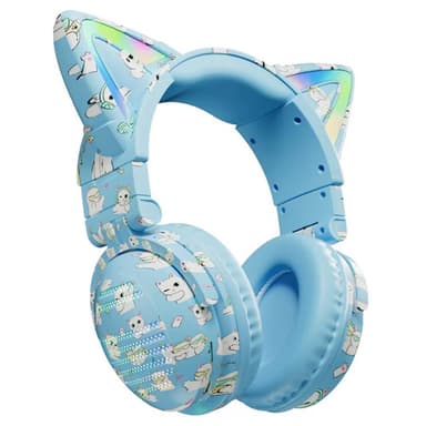 Kattöron Bluetooth Headset Mikrofon Trådlösa hörlurar - Blå