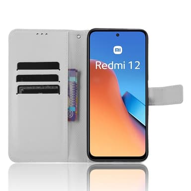 SKALO Xiaomi Redmi 12 4G/5G Premium Mini Romb Plånboksfodral - Vit