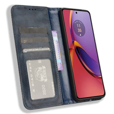 SKALO Motorola Moto G84 5G Embossed Premium Plånboksfodral - Blå
