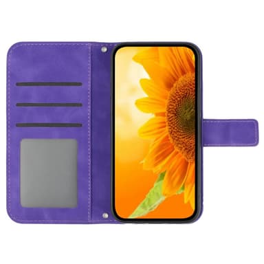 SKALO Motorola Edge 40 Neo 5G Embossed Flower Plånboksfodral i PU-Läder - Mörklila