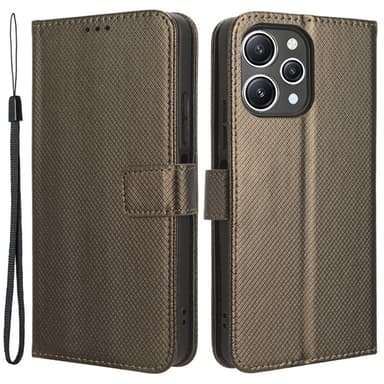 SKALO Xiaomi Redmi 12 4G/5G Premium Mini Romb Plånboksfodral - Brun