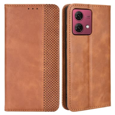 SKALO Motorola Moto G84 5G Embossed Premium Plånboksfodral - Brun