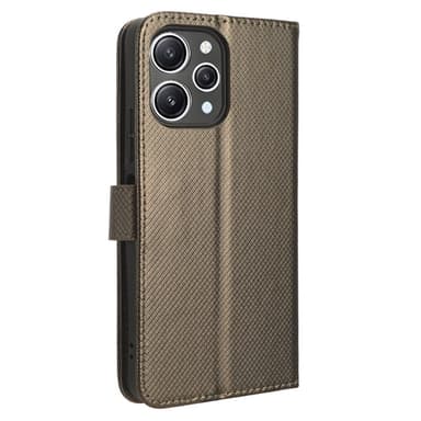SKALO Xiaomi Redmi 12 4G/5G Premium Mini Romb Plånboksfodral - Brun