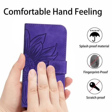 SKALO Motorola Edge 40 Neo 5G Embossed Flower Plånboksfodral i PU-Läder - Mörklila