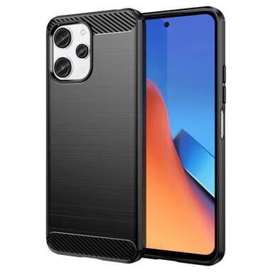 SKALO Xiaomi Redmi 12 4G/5G Armor Carbon Stöttåligt TPU-skal - Svart