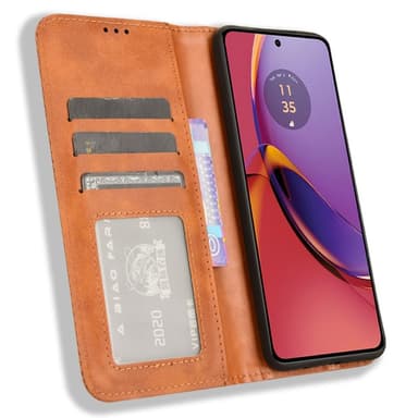 SKALO Motorola Moto G84 5G Embossed Premium Plånboksfodral - Brun