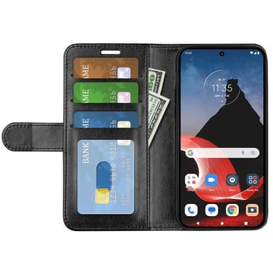 SKALO Motorola ThinkPhone 5G Crazy Horse Plånbok PU Läder - Svart