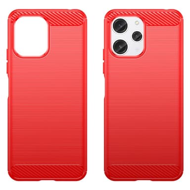 SKALO Xiaomi Redmi 12 4G/5G Armor Carbon Stöttåligt TPU-skal - Röd