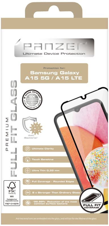 Panzer Full-Fit Samsung Galaxy A15 5G/LTE skärmskydd