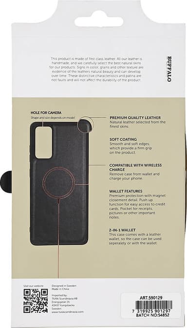 Buffalo Samsung S23 FE 5G 2-i-1 Leather plånboksfodral (svart)