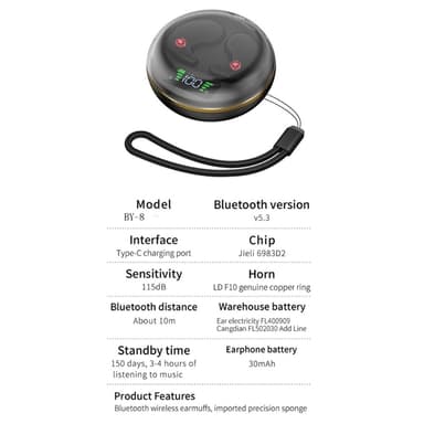Sömn Hörlurar Bluetooth Headphones In ear att sova med - Svart
