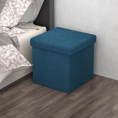 Hopfällbar Sittpall 30x30x30 cm Fotstöd (blå)