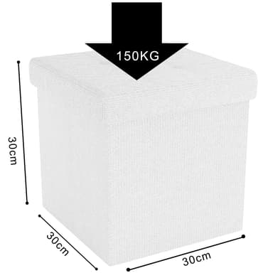 Hopfällbar Sittpall 30x30x30 cm Fotstöd (vit )