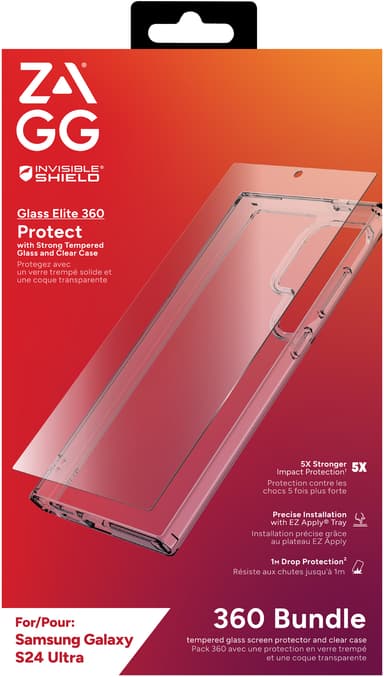 Zagg Samsung Galaxy S24 Ultra Glass Elite 360 skalpaket (klar)