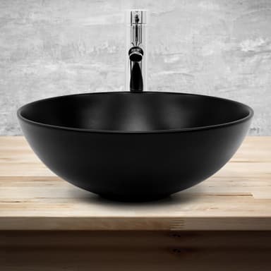Tvättställ rund Ø 40x14,5 cm Svart keramik ML-Design