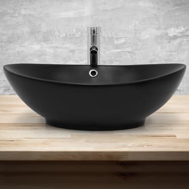 ML Design Diskho i keramik svart matt, 59x38x19 cm, oval