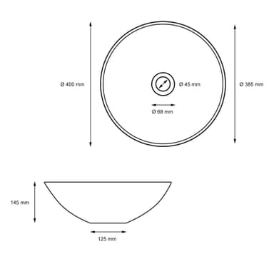 Tvättställ rund Ø 40x14,5 cm Svart keramik ML-Design
