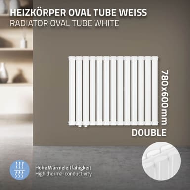 ML-Design Panelradiator 600x780 mm Vit, dubbla lager horisontell