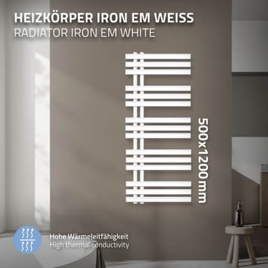 Design badrumsradiator Iron EM 500x1200 mm Vit LuxeBath