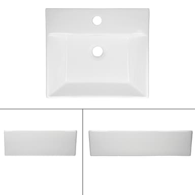 Rektangulärt handfat 60,5x36,5x13 cm vit keramik, inkl. bräddavlopp