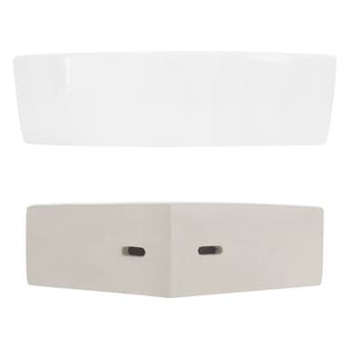Fyrkantigt handfat med bräddavlopp 46x33x13 cm vit keramik ML-Design