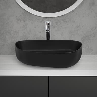 ML-Design Diskho i keramik, matt svart 55 x 42 x 14 cm, oval