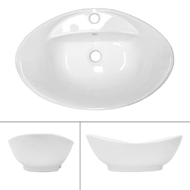 Diskho med bräddavlopp 59x39,5x20,5 cm vit keramik