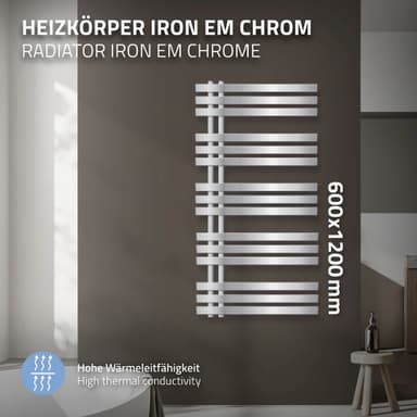 Design badrumsradiator Iron EM 600x1200 mm krom LuxeBath