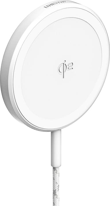 Unisynk Qi2 15 W trådlös laddare (vit)