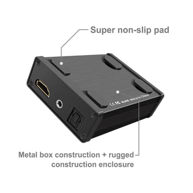 NÖRDIC HDMI Audio Extraktor, 1xHDMI in till 1xHDMI 4K/30Hz, Digital (Toslink), analog ljud (Stereo) ut. För Xbox One, PS3/PS4, Apple TV, DTS, Dolby
