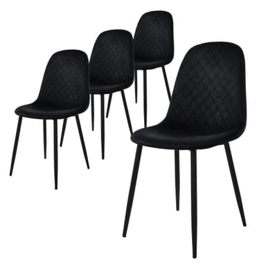 Matstol 4 delar svart sammetsklädsel med metallben ML-Design