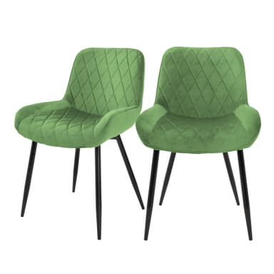 ML-Design 2 matstolar, med ryggstöd och armstöd, sits i grön sammet