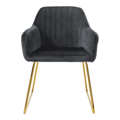 2x Matstolar grå sammetsklädsel med metallben ML-Design