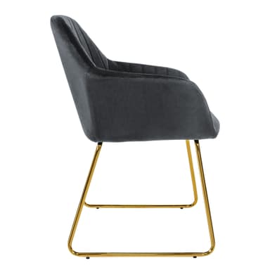 2x Matstolar grå sammetsklädsel med metallben ML-Design