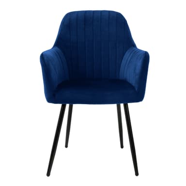 ML-Design uppsättning om 2 matstolar, blå, sammetslook