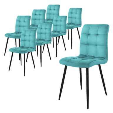 ML-Design Matstolar, 8 st, petrol med metallben
