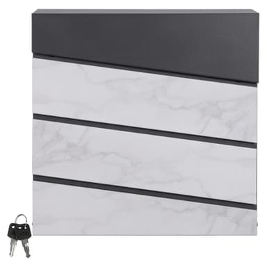 Brevlådan 37x36,5x11 cm antracit/vit marmor stål ML-Design