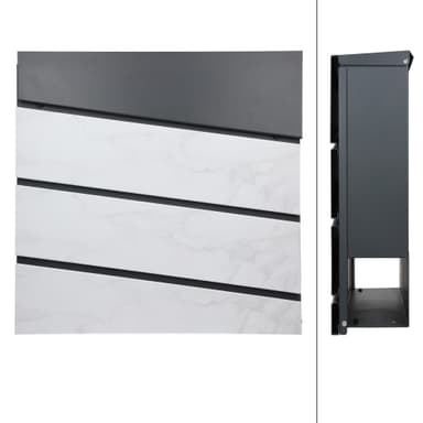 Brevlådan 37x36,5x11 cm antracit/vit marmor stål ML-Design