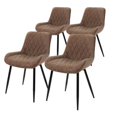 ML-Design 4 st matstolar med rygg och armstöd, brun