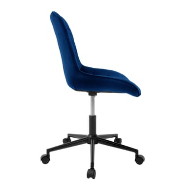 Kontorsstol med hjul blå, klädsel i sammet och metallram ML-design