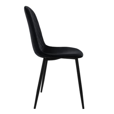 Matstol 4 delar svart sammetsklädsel med metallben ML-Design